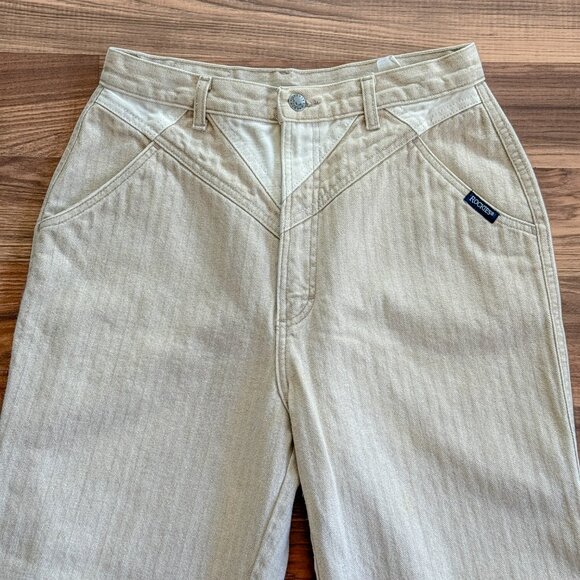 Vintage Rockies Highrise Wheat Beige Pinstripe Western Yoke Jeans (11/12) - Picture 3 of 11